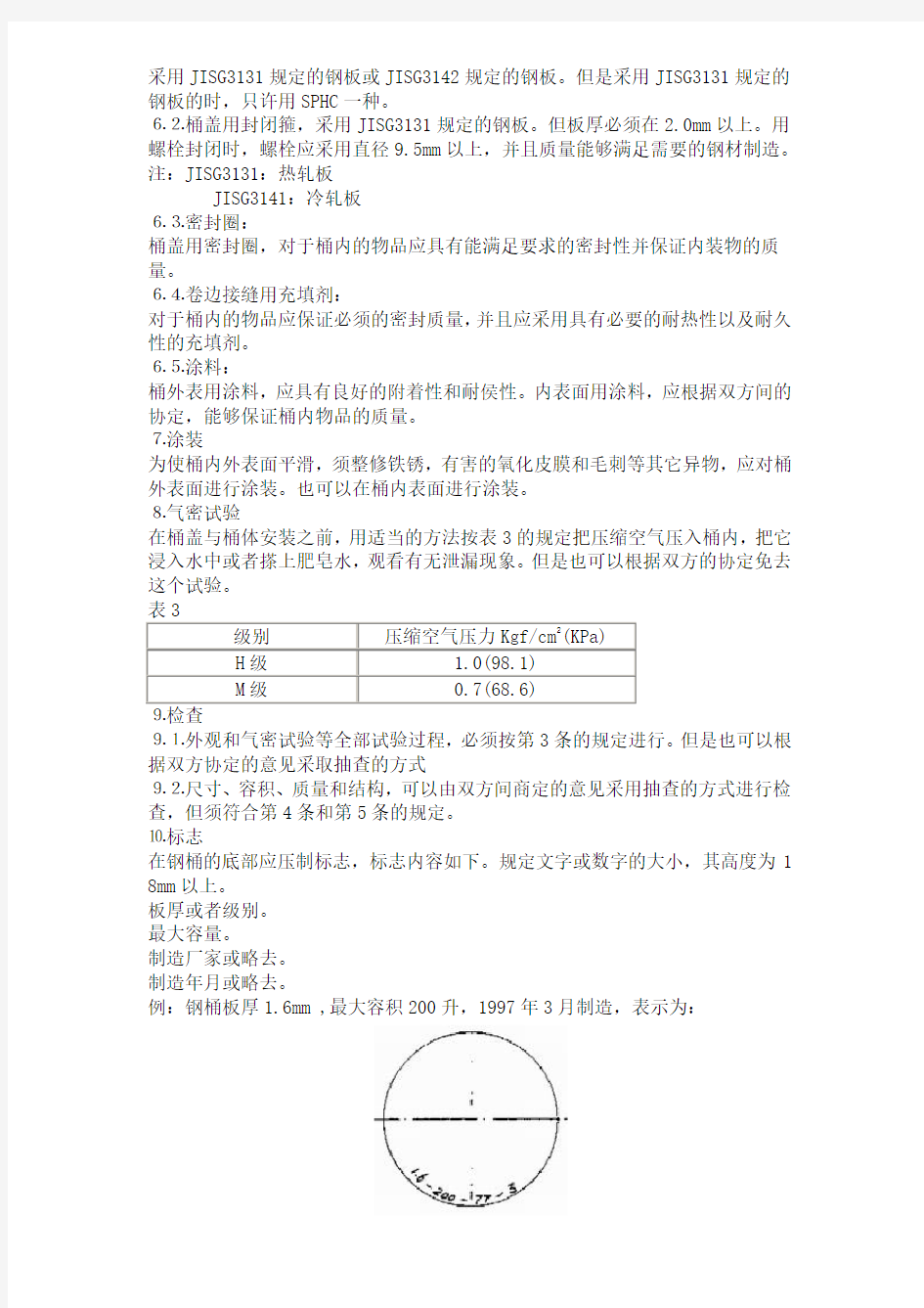 200升钢制包装桶标准