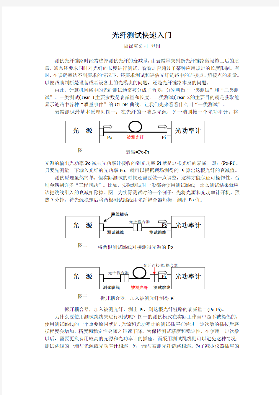 光纤测试快速入门