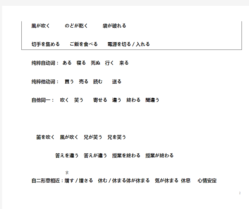 大家日语自动词和他动词(学生用)