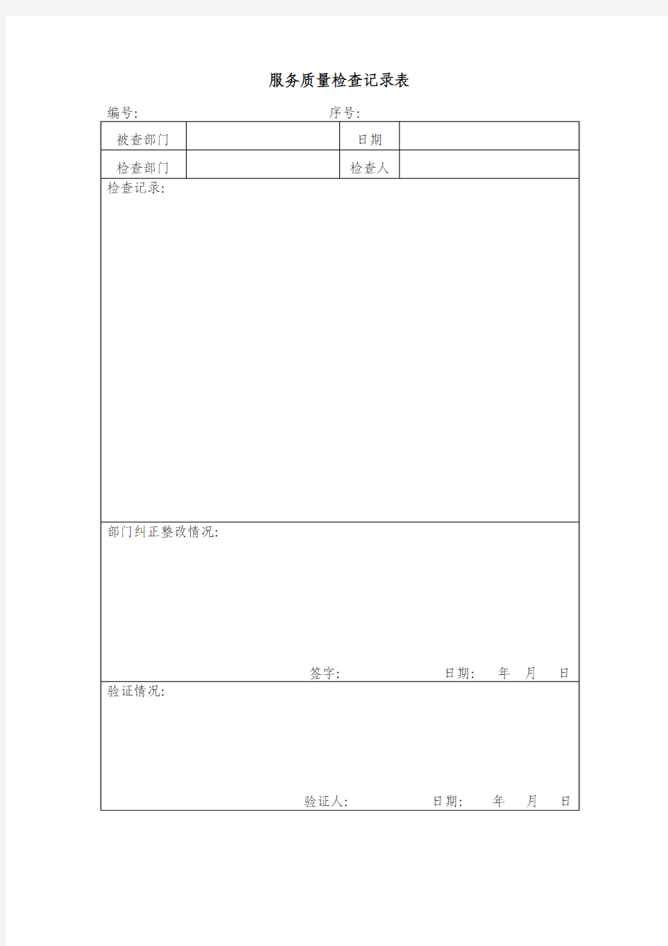 服务质量检查记录表