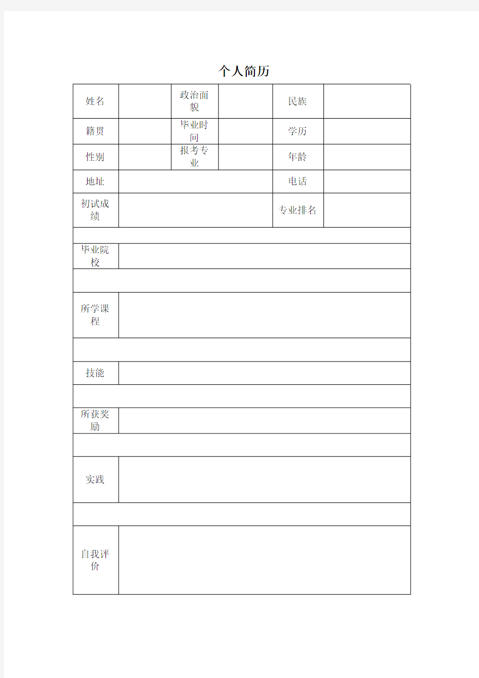 联系导师的简历以及成绩表格