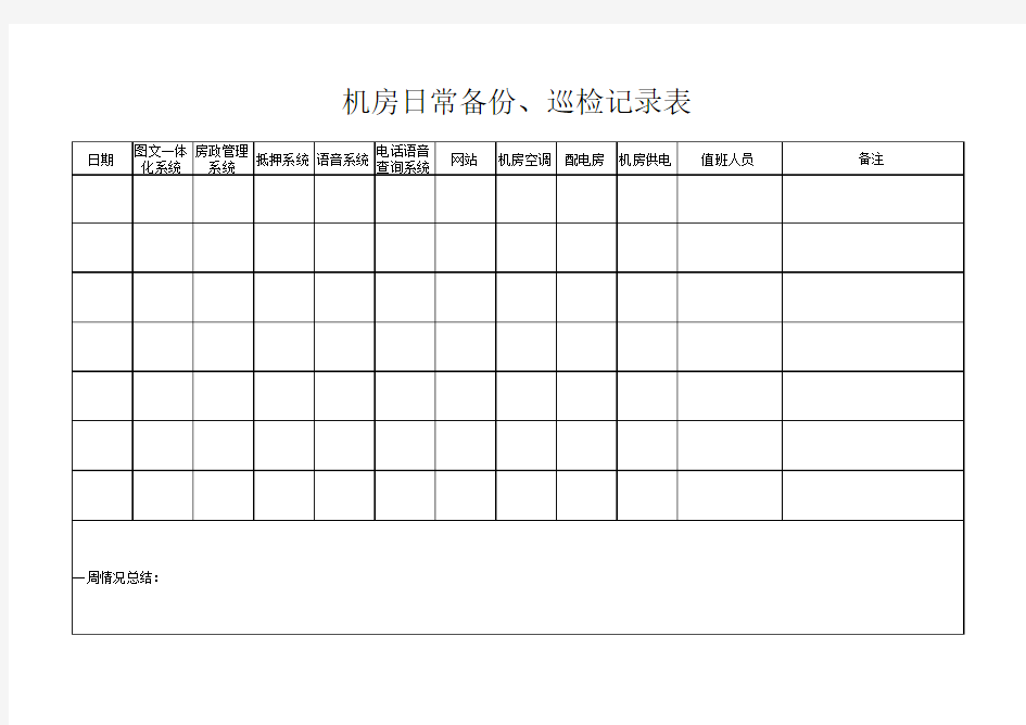 机房日常备份、巡查记录表