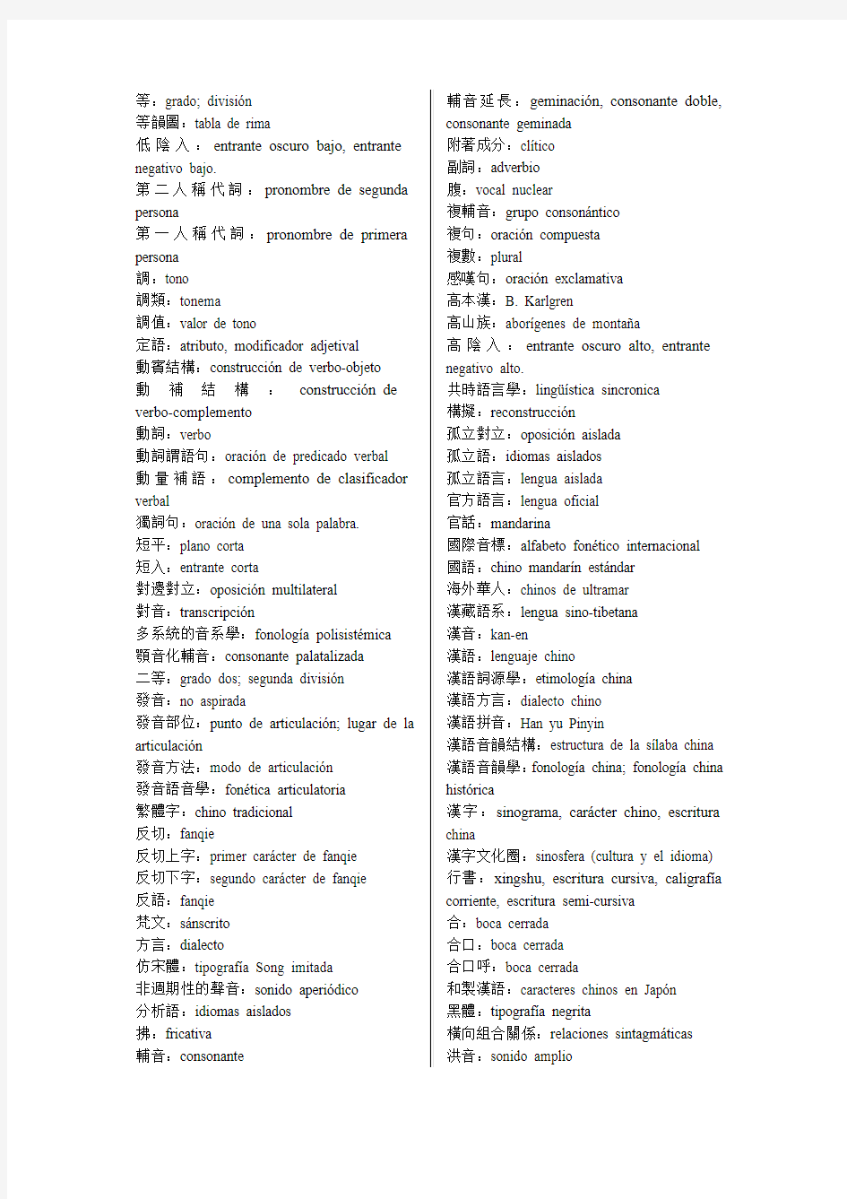 语言学西班牙语词汇列表