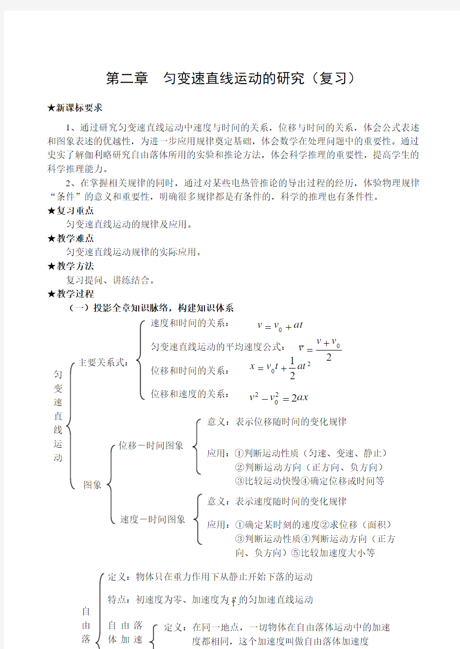 第二章匀变速直线运动的研究(复习)