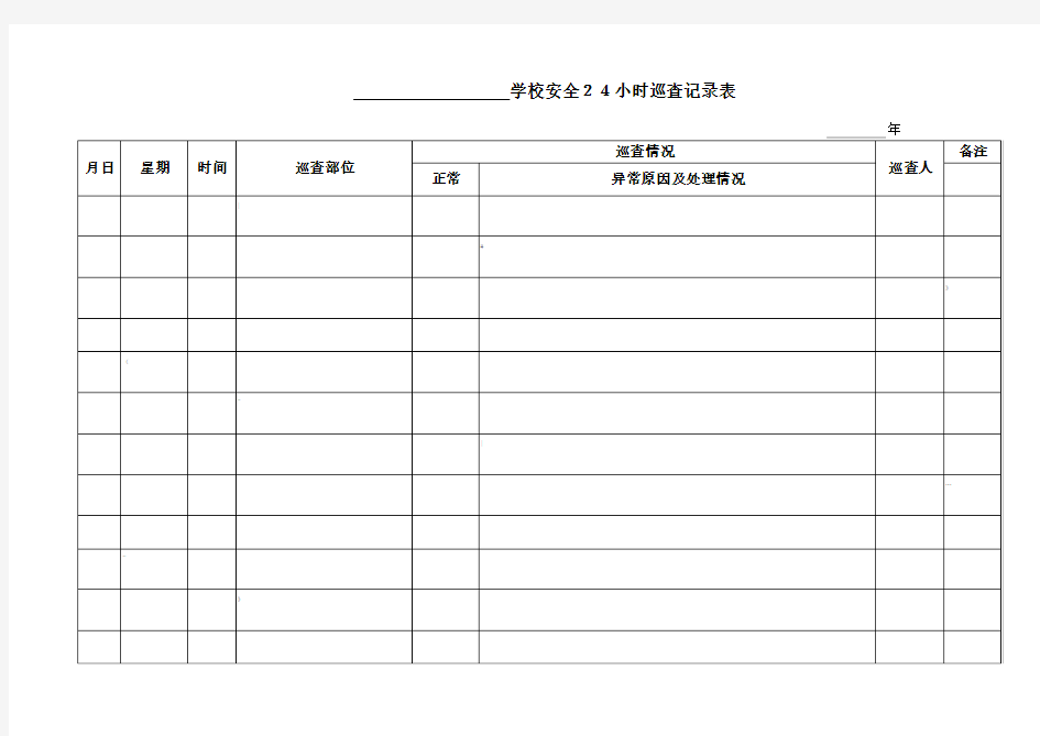 学校安全24小时巡查记录表