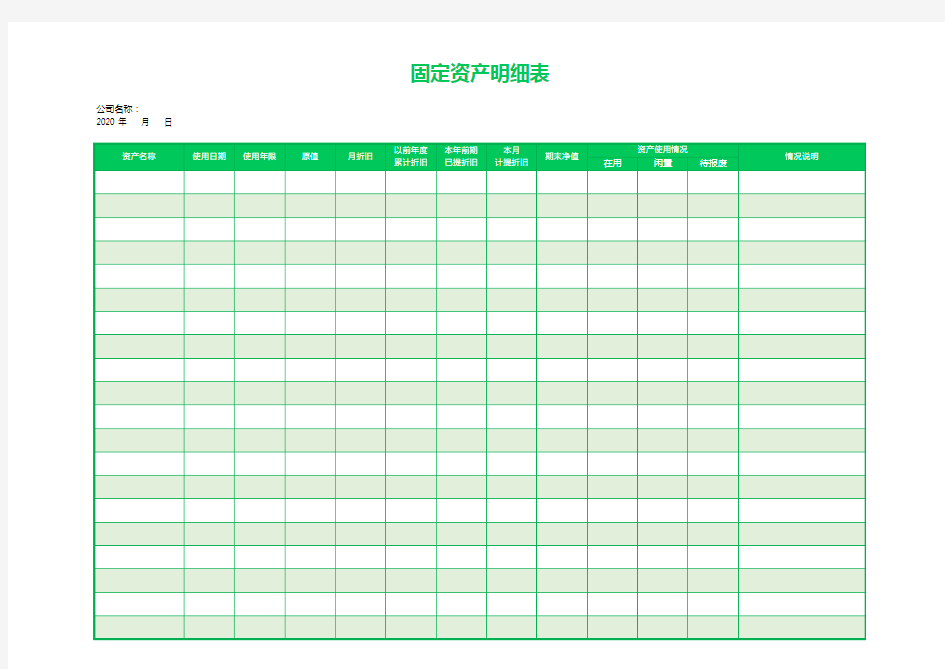 固定资产明细表