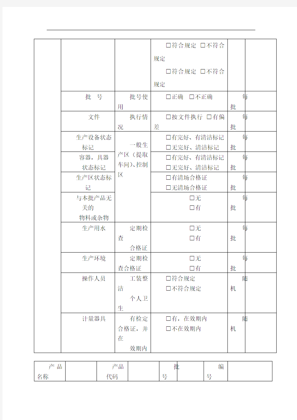 关键工序质量控制点记录