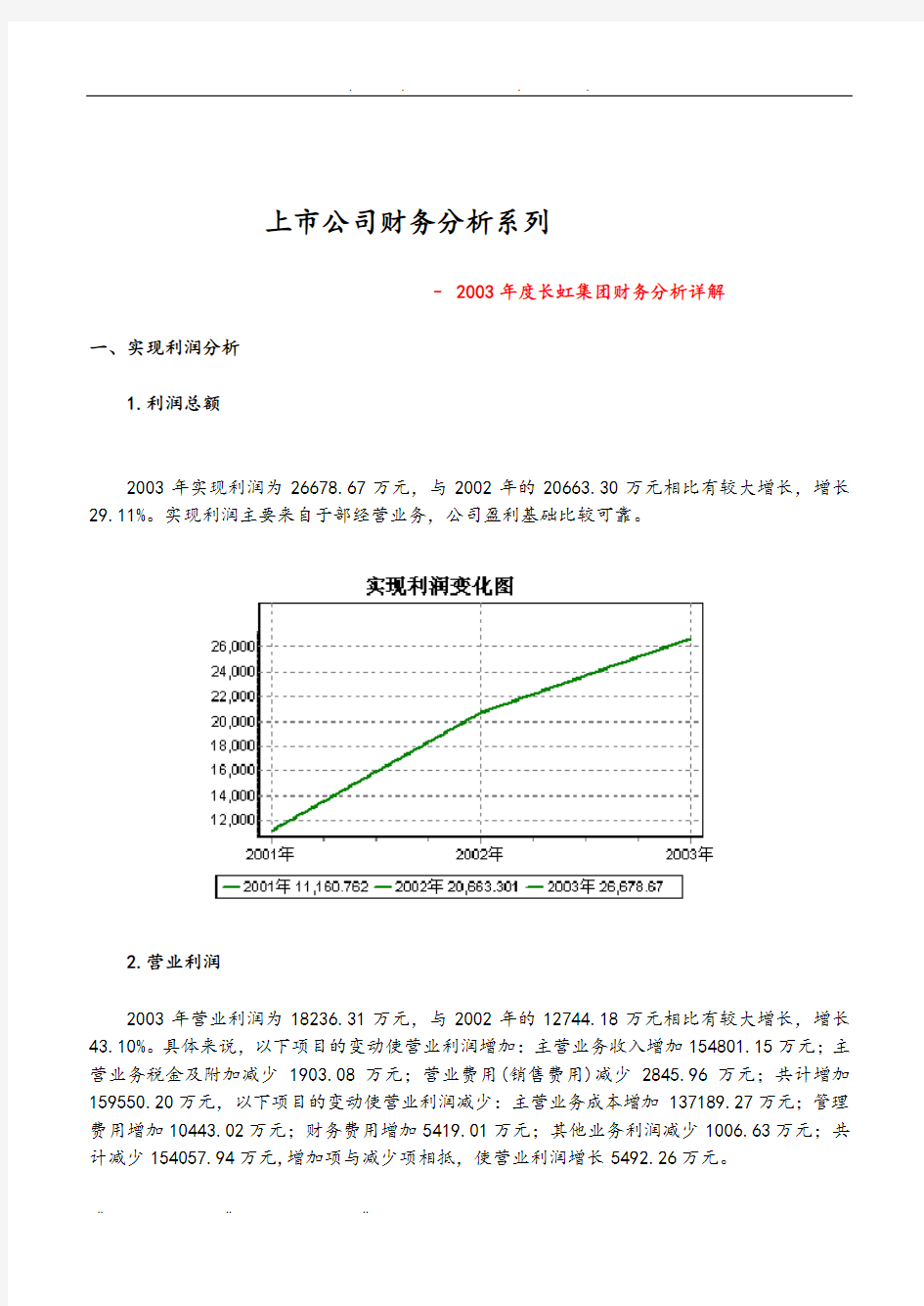 长虹集团年度财务分析详细讲解