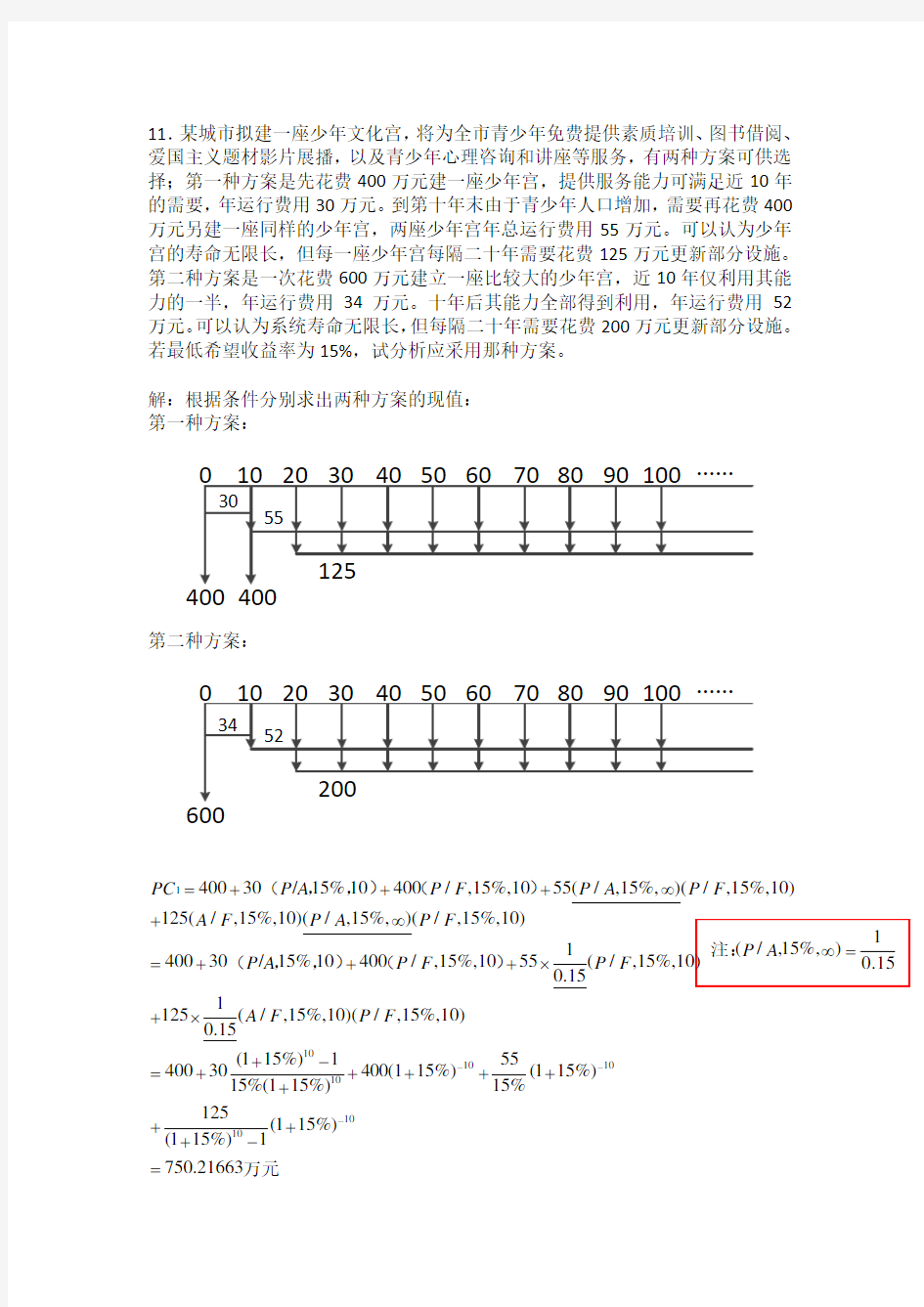 《技术经济学》第三章课后习题11.配图及答案