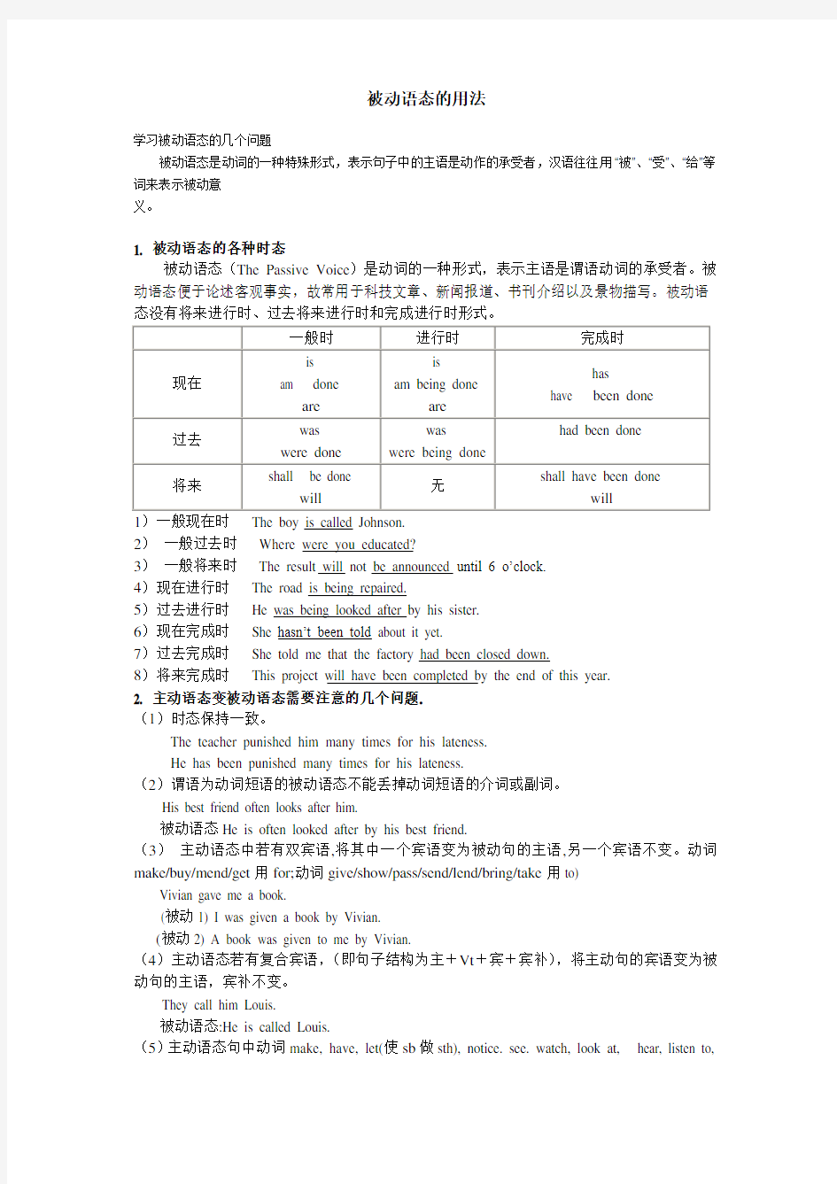 被动语态的用法