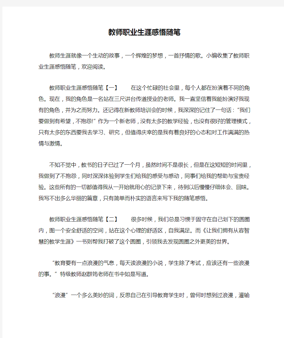 教师职业生涯感悟随笔