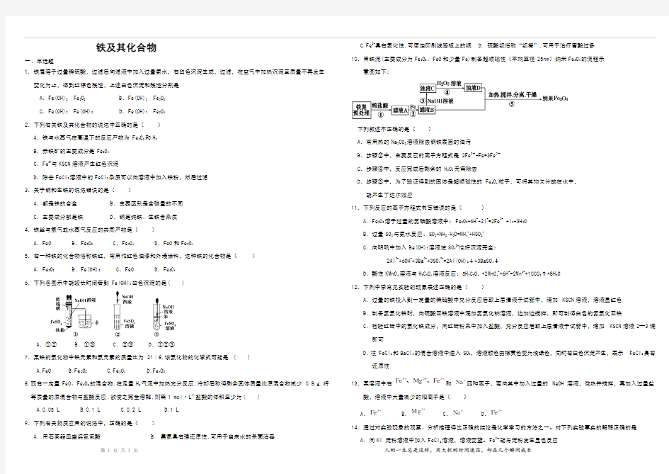 最新高中化学《铁及其化合物》