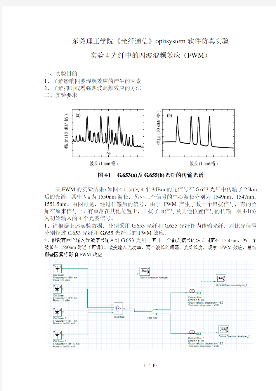 光纤通信实验4光纤中的四波混频效应