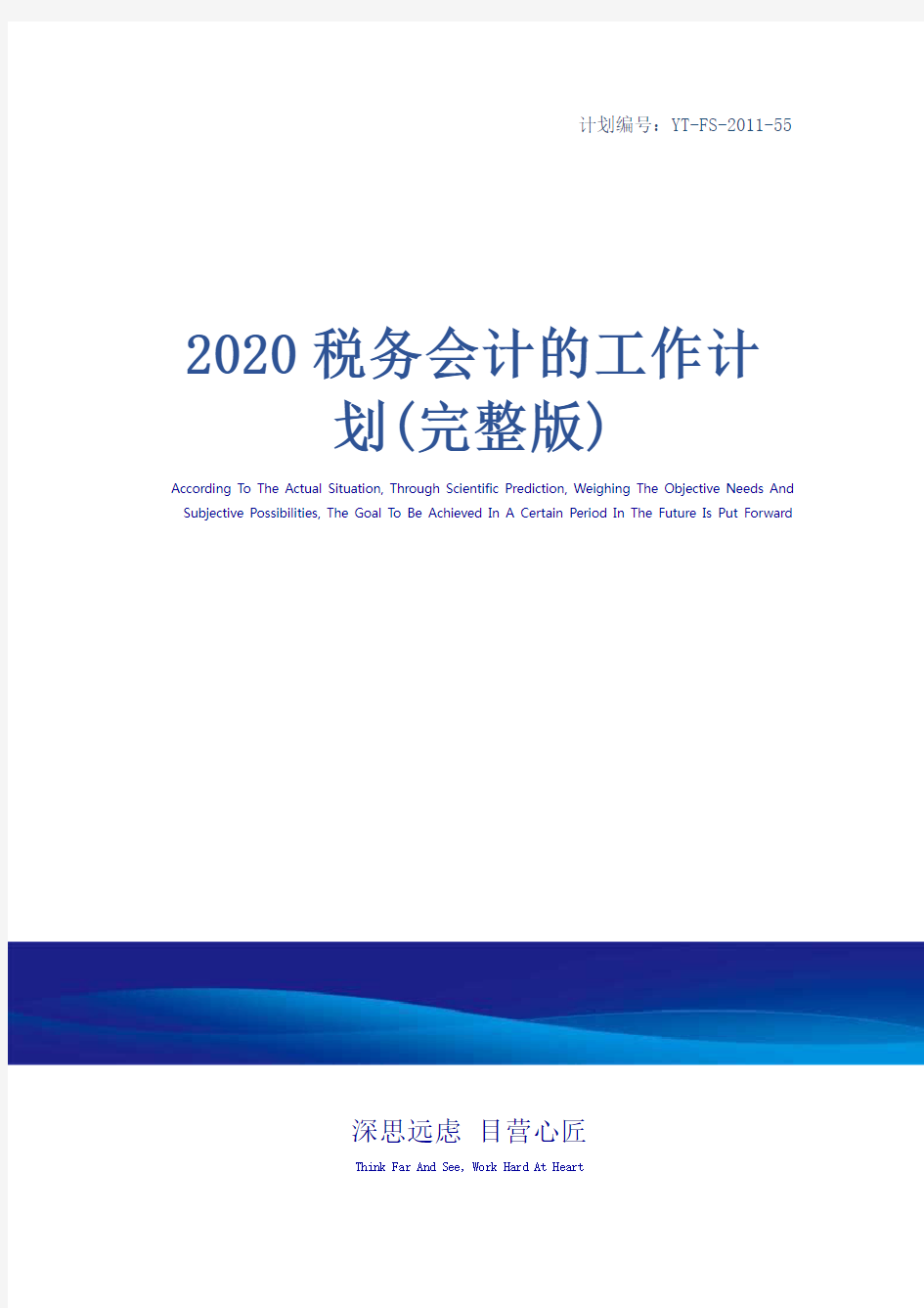 2020税务会计的工作计划(完整版)