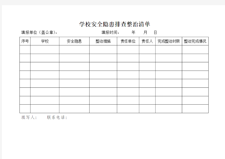 安全隐患排查整治清单