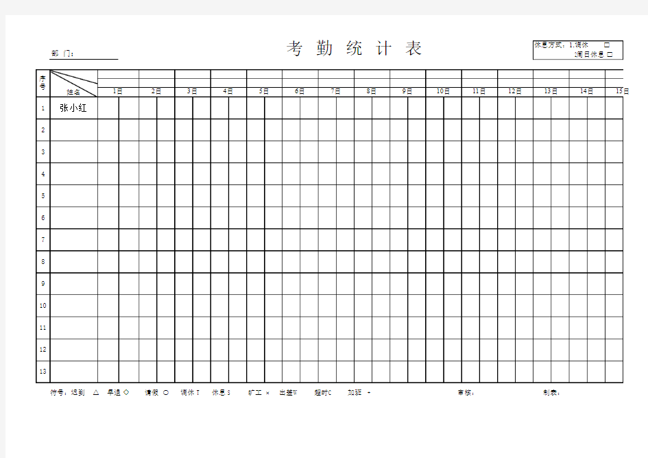 每日考勤统计表