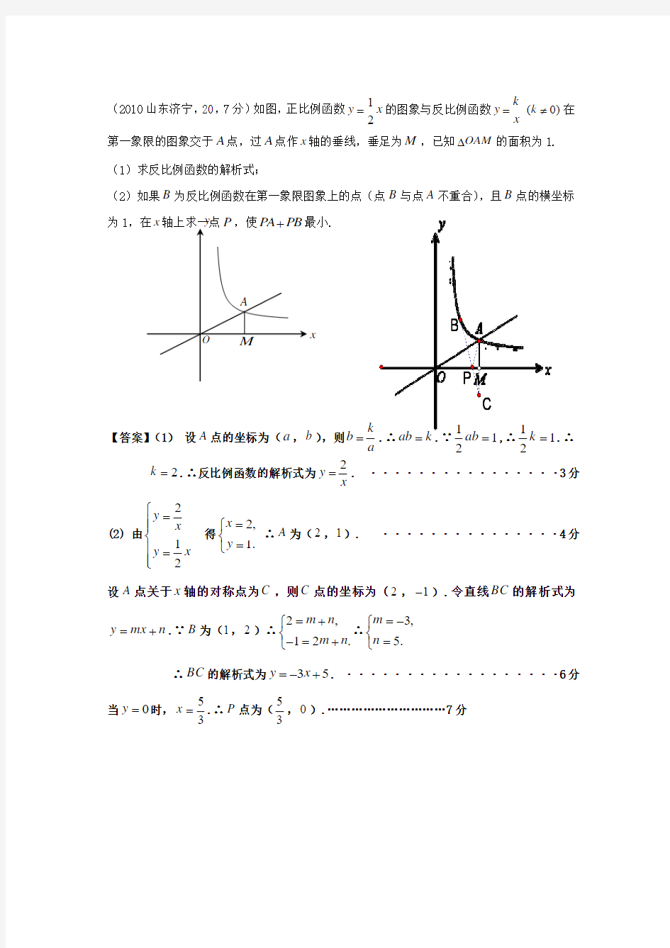 反比例函数 最值