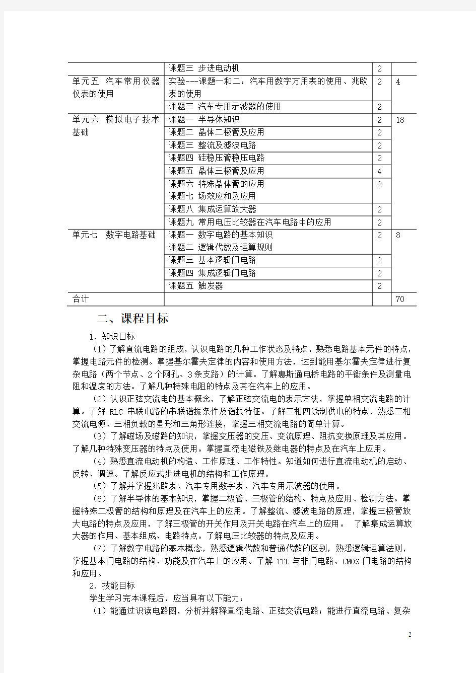 汽车电工电子技术教案