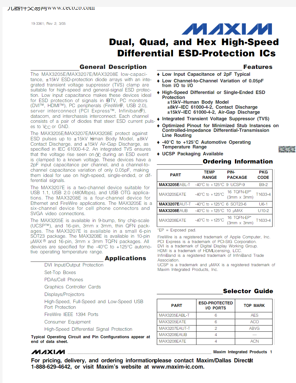 MAX3208EATE+中文资料