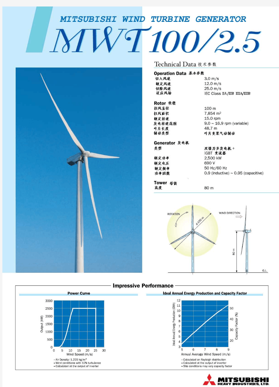 银星能源MWT100-2.5MW风力发电机组技术参数