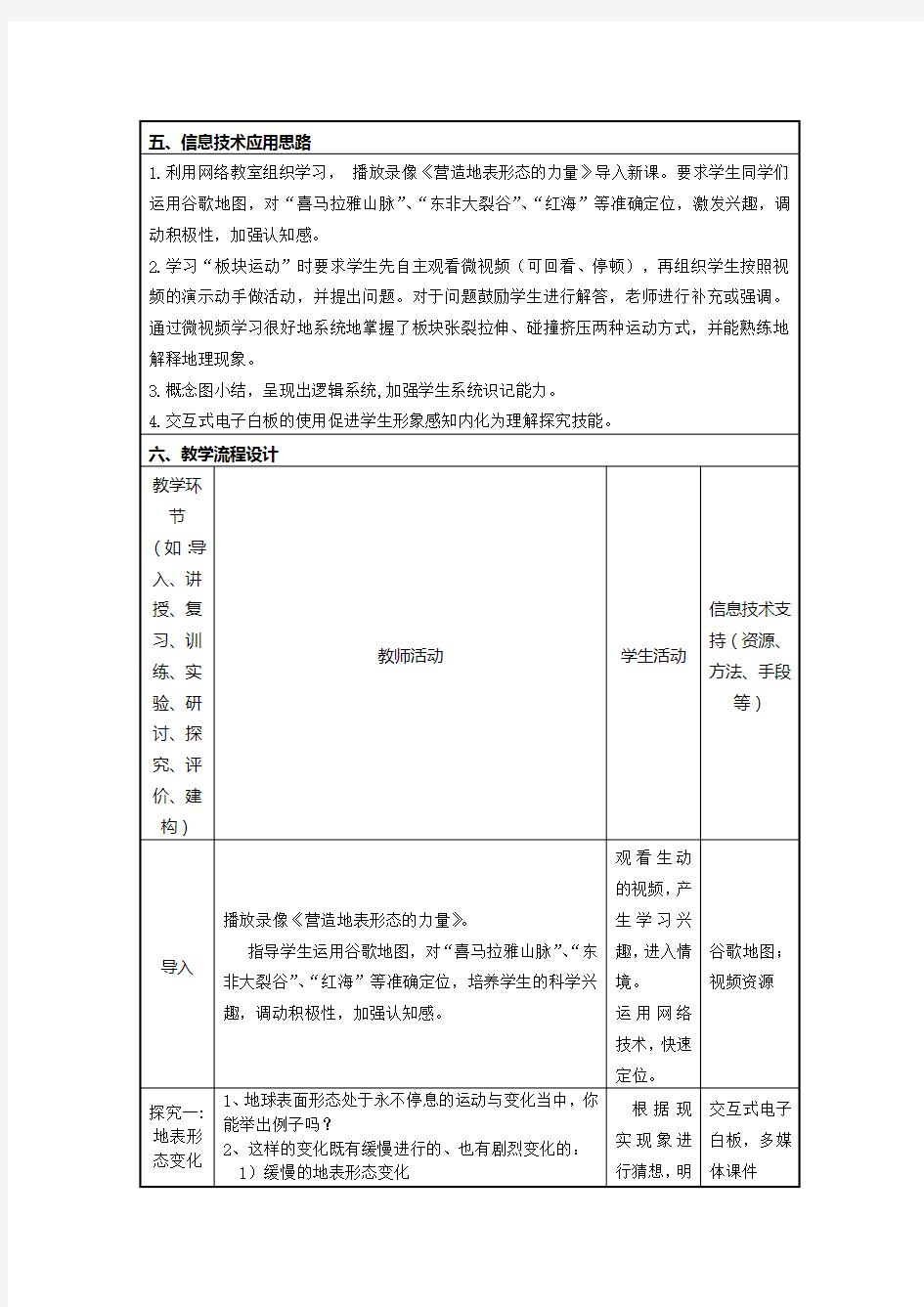 初中地理信息化教学设计“海陆的变迁”