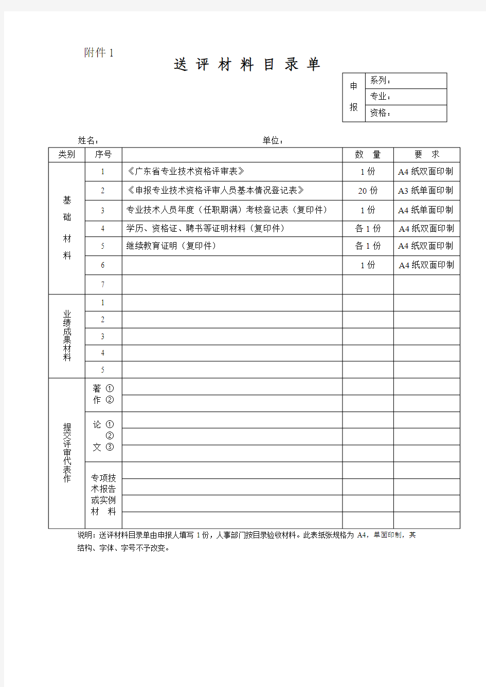 2016年广东省专业技术职称评审资料