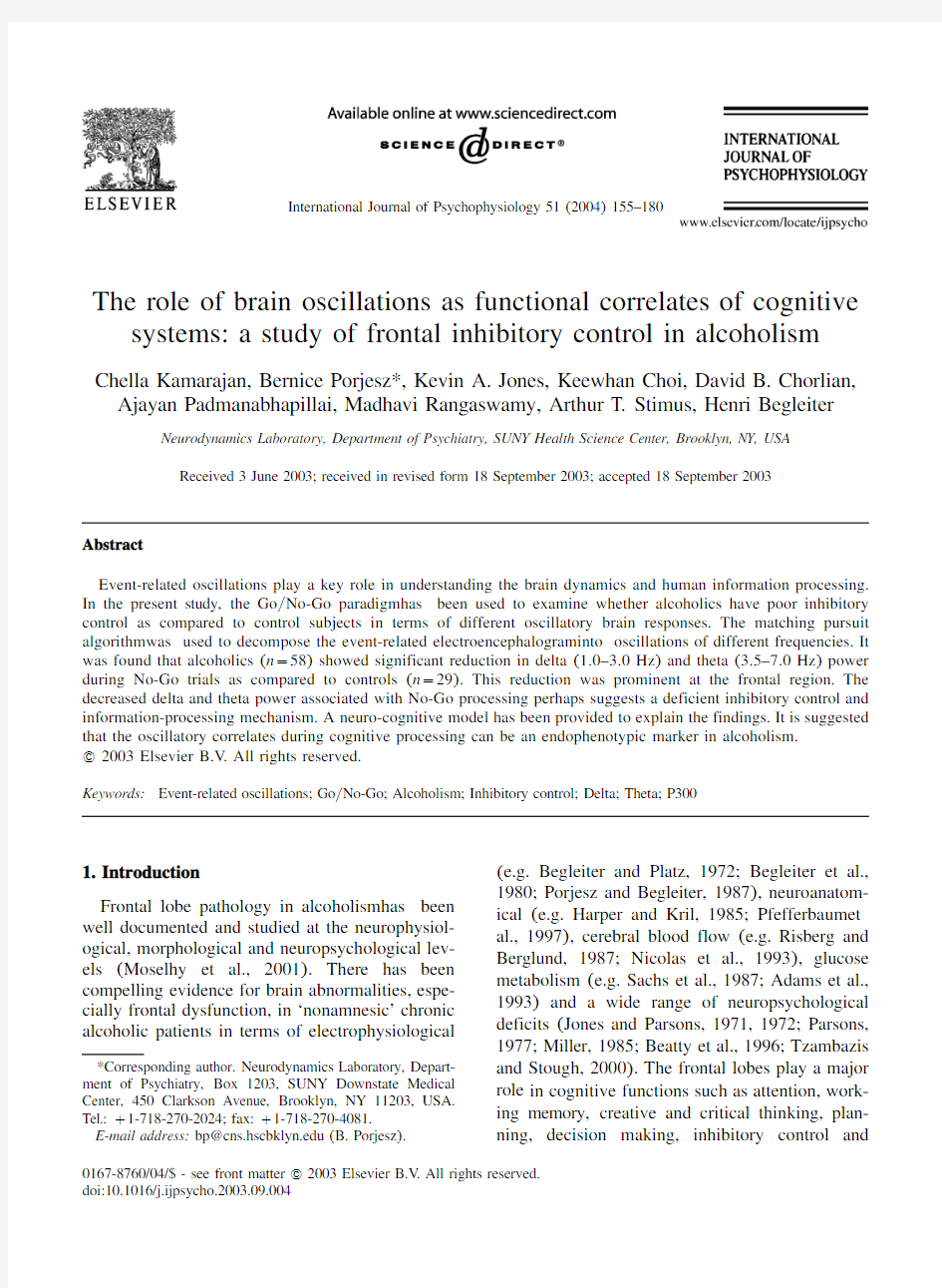 2004-Kamarajan-The role of brain oscillations as functional correlates of cognitive systems