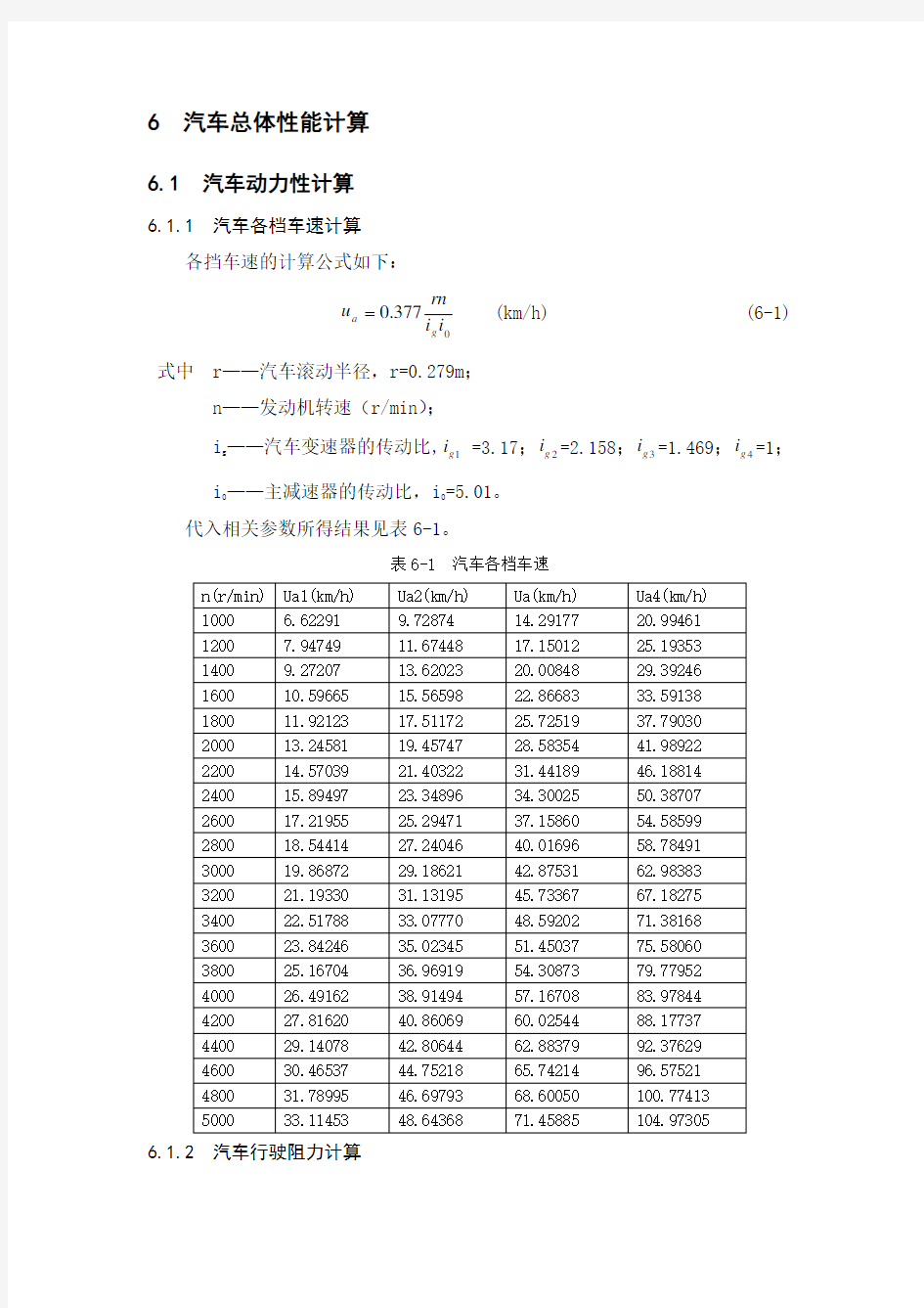 汽车整车性能计算