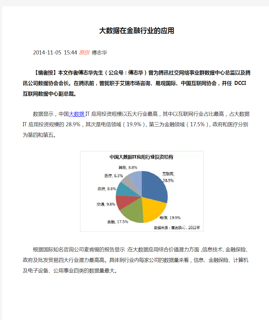 大数据在金融行业的应用