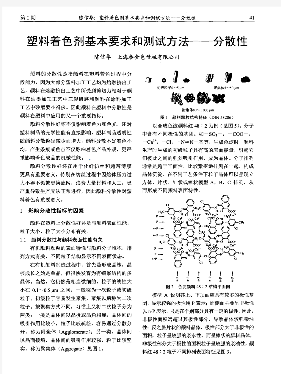 塑料着色剂基本要求和测试方法——分散性