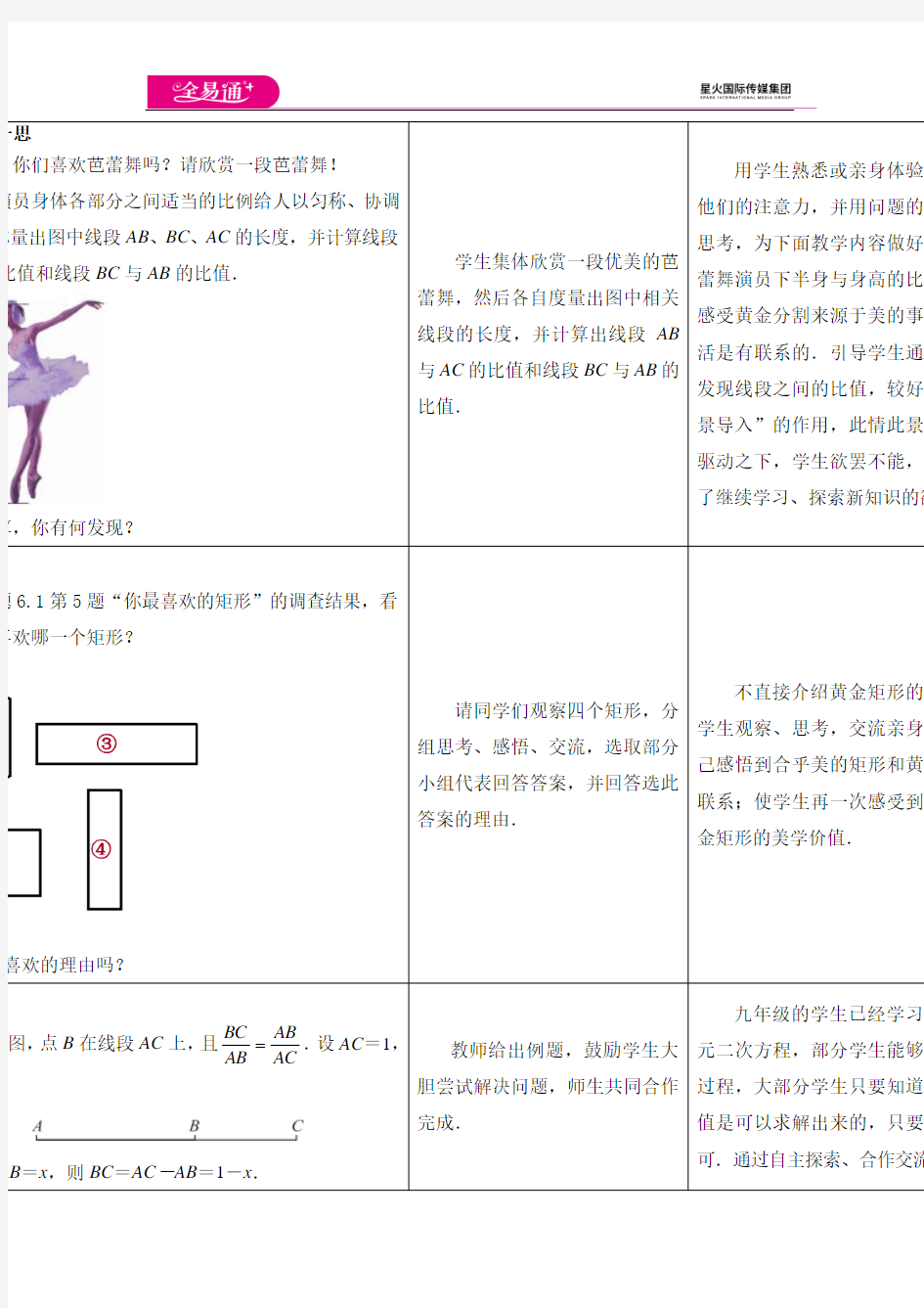 初中数学苏科版九年级下册6.2黄金分割