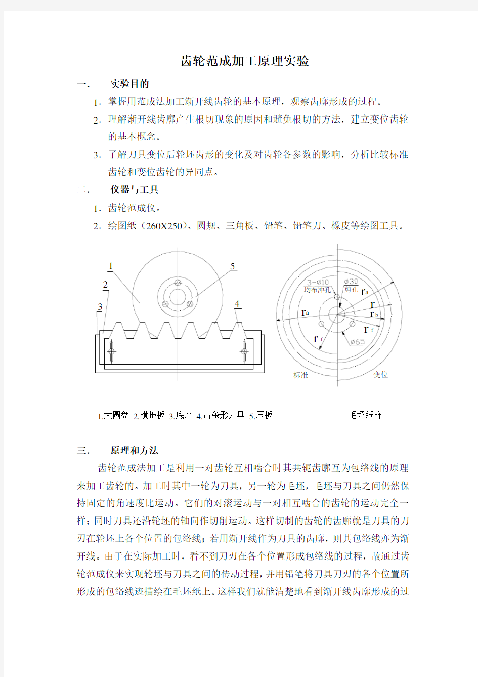 齿轮范成加工原理实验