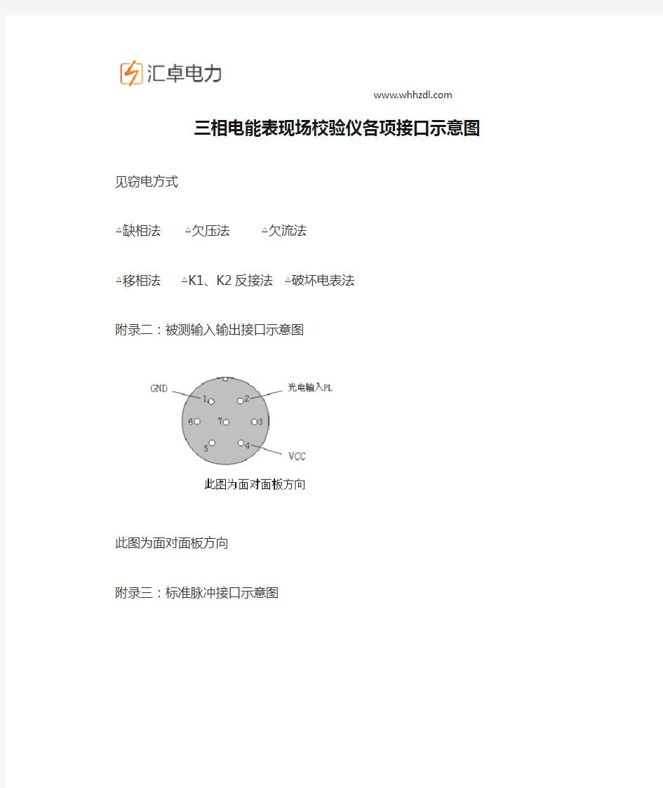 三相电能表现场校验仪各项接口示意图