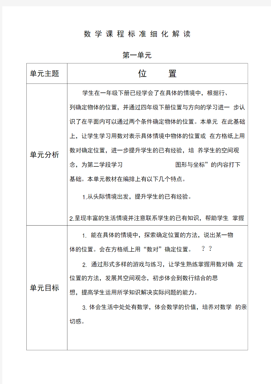 新课标人教版小学数学六年级课程标准细化解读