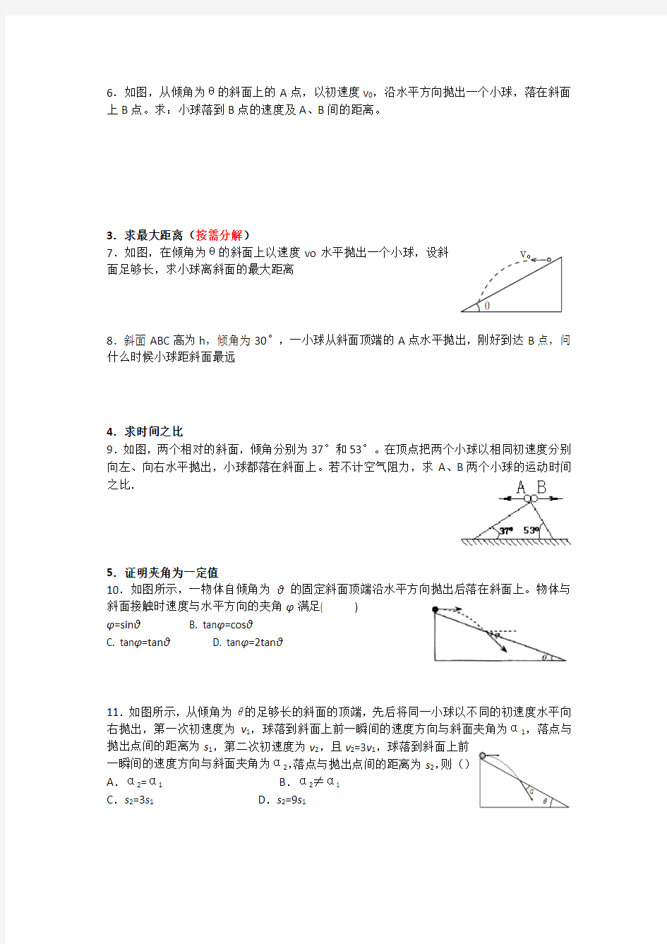 专题15斜面上的平抛运动