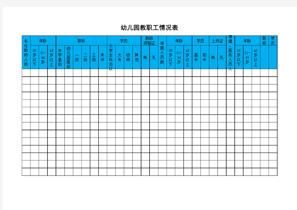 幼儿园教职工情况表