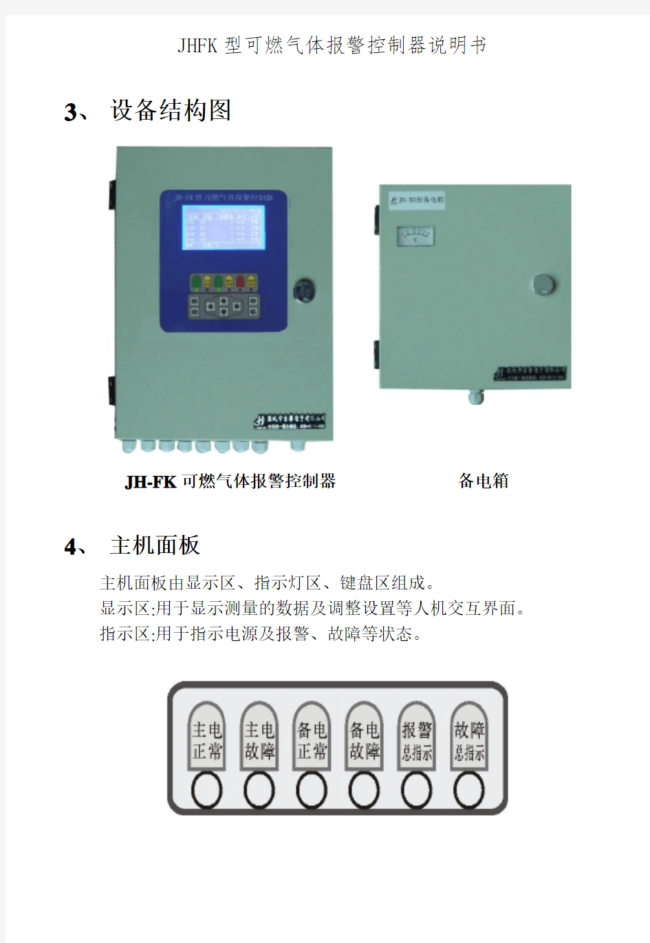 JHFK型可燃气体报警控制器说明书