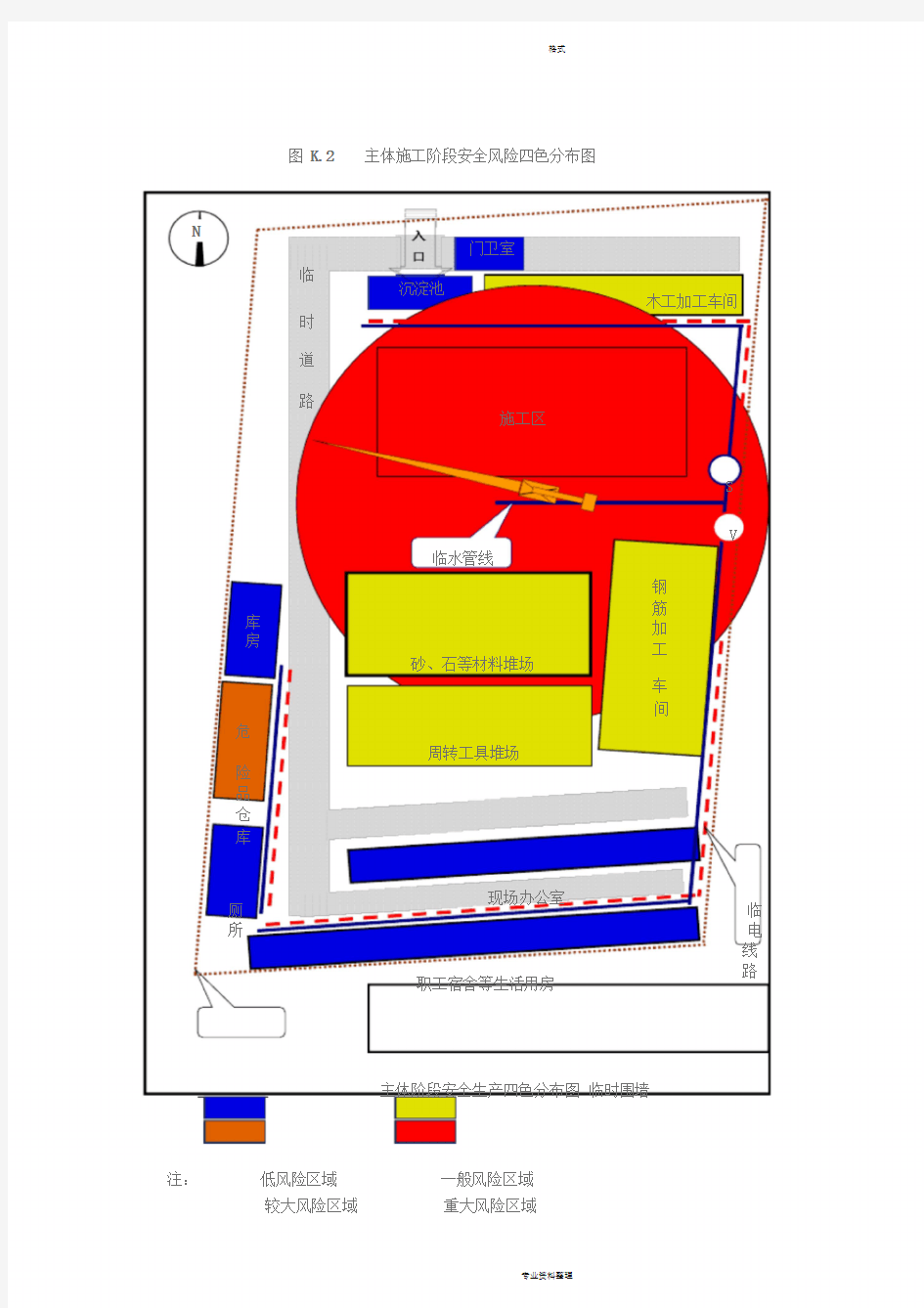 房屋建筑施工现场安全风险四色分布图(示例)