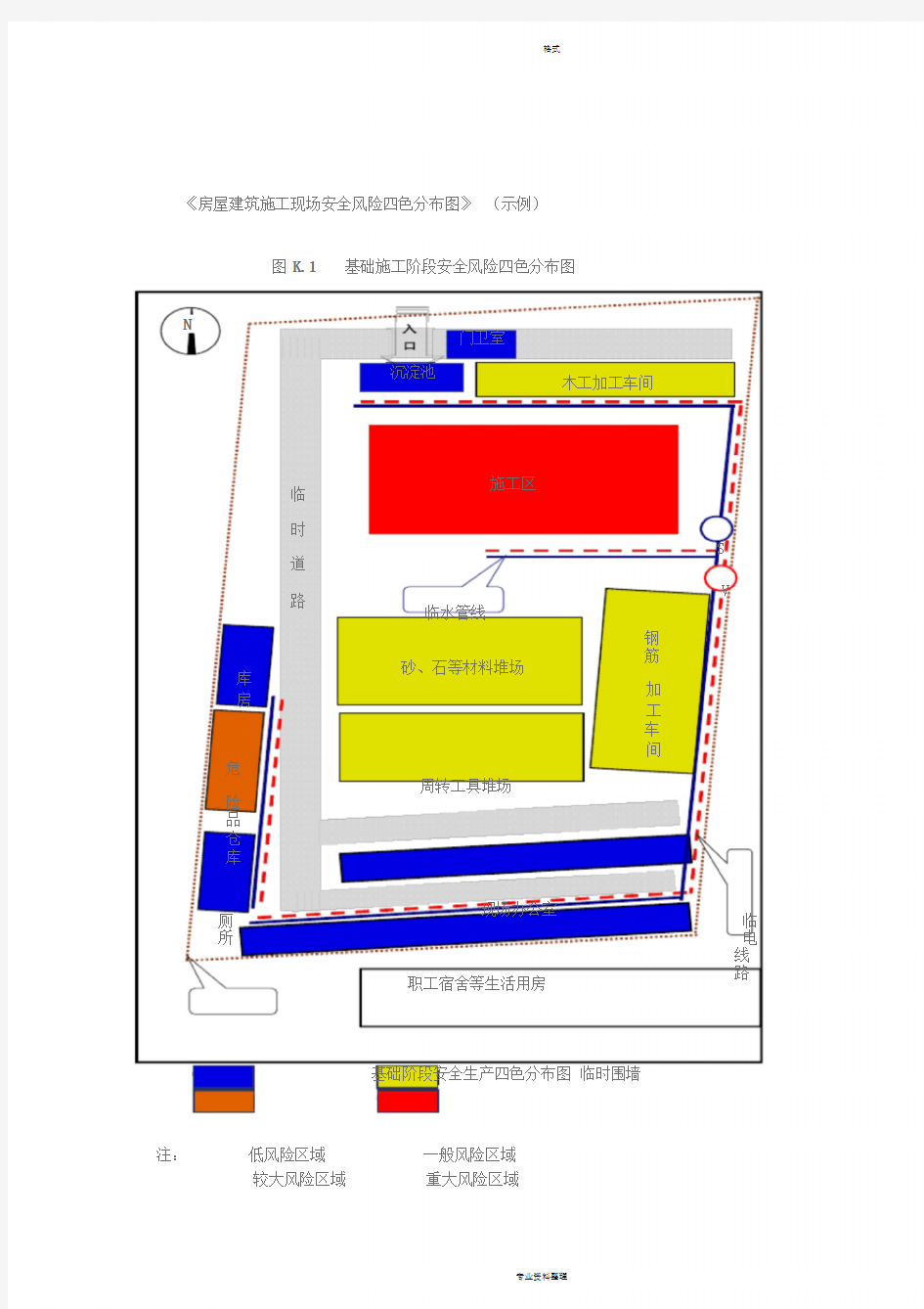 房屋建筑施工现场安全风险四色分布图(示例)