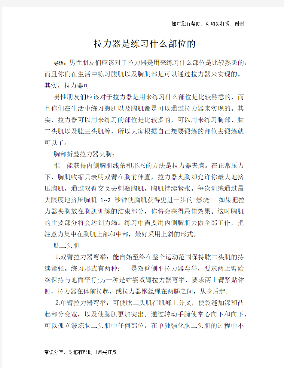 拉力器是练习什么部位的