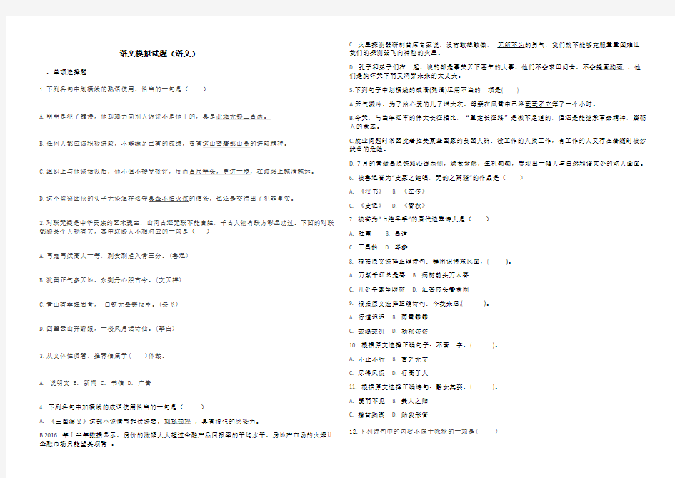 语文模拟试题语文