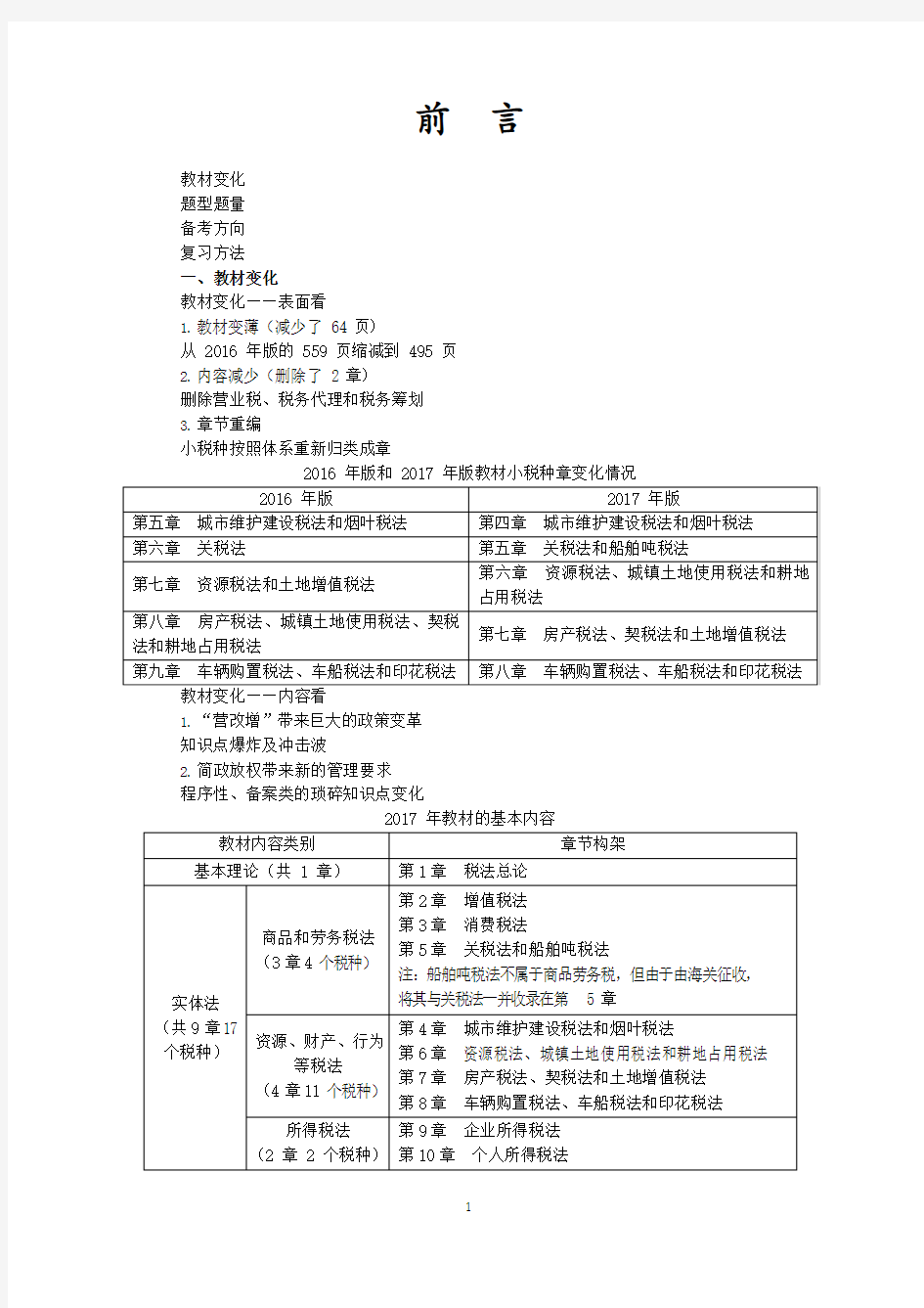 2018年注册会计师复习：注会备考CPA税法教材基础讲义(2017版重点知识标注)