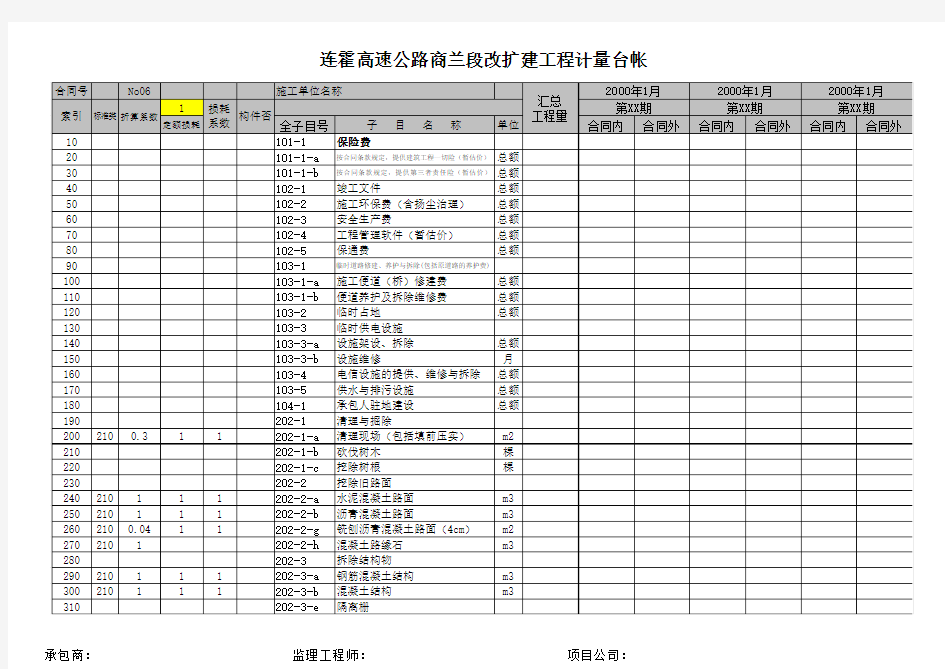 公路工程材料补差计算表(样表)