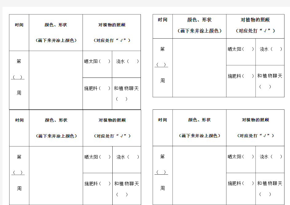 幼儿园植物生长观察记录表新整理