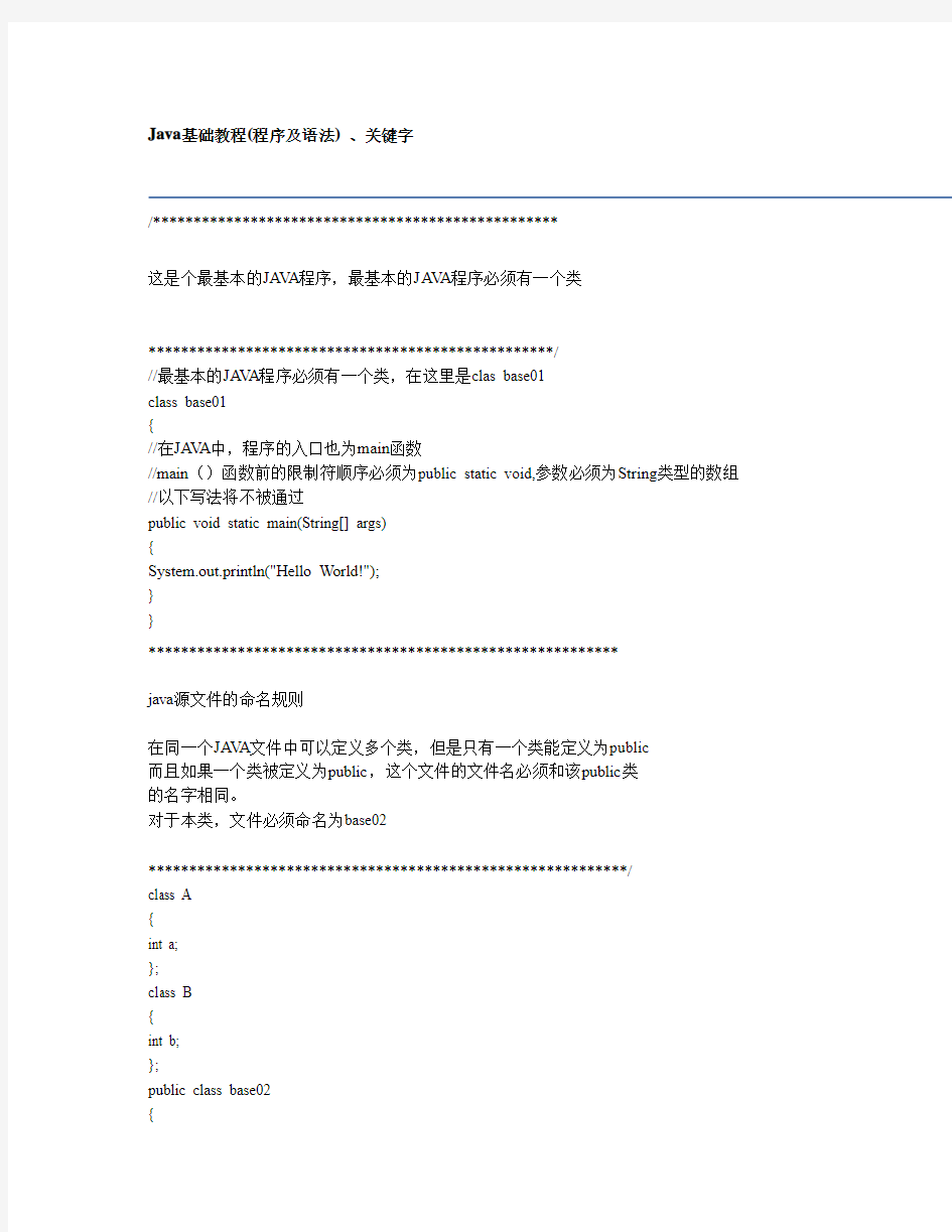 Java基本语法及关键字教程