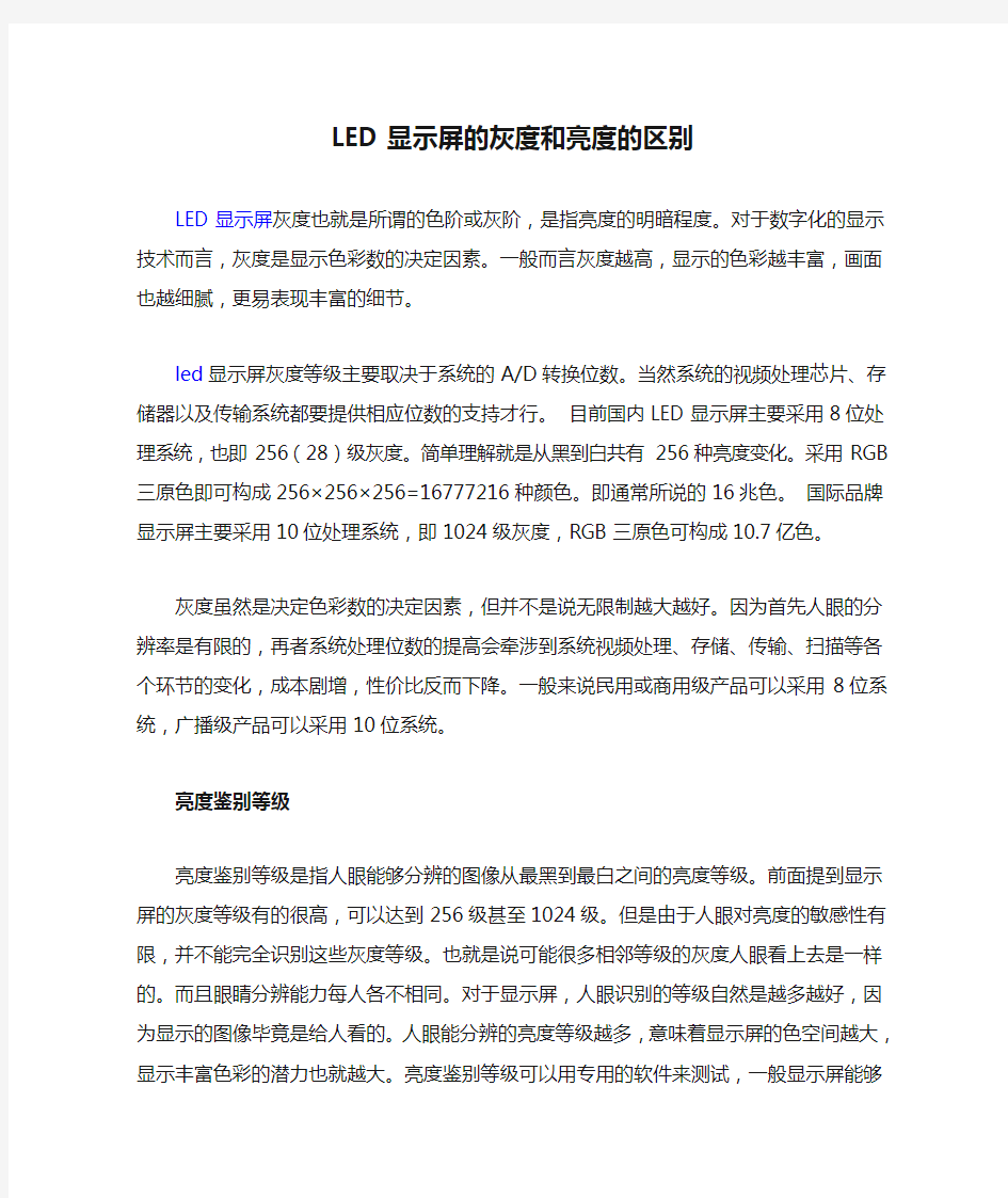 LED显示屏的灰度和亮度的区别