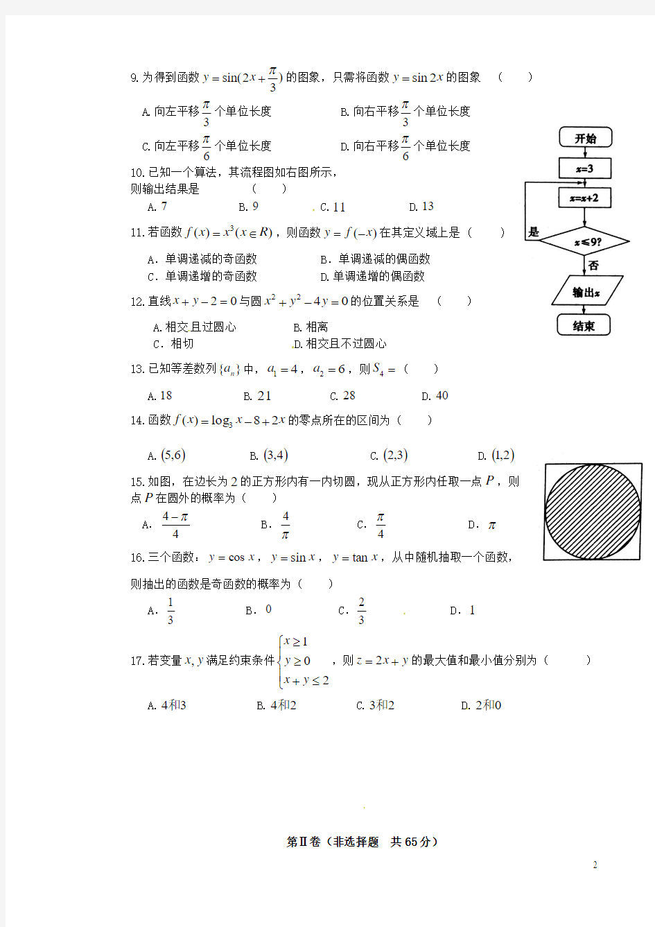 云南省德宏州芒市第一中学2015-2016学年高二数学上学期期末考试试题