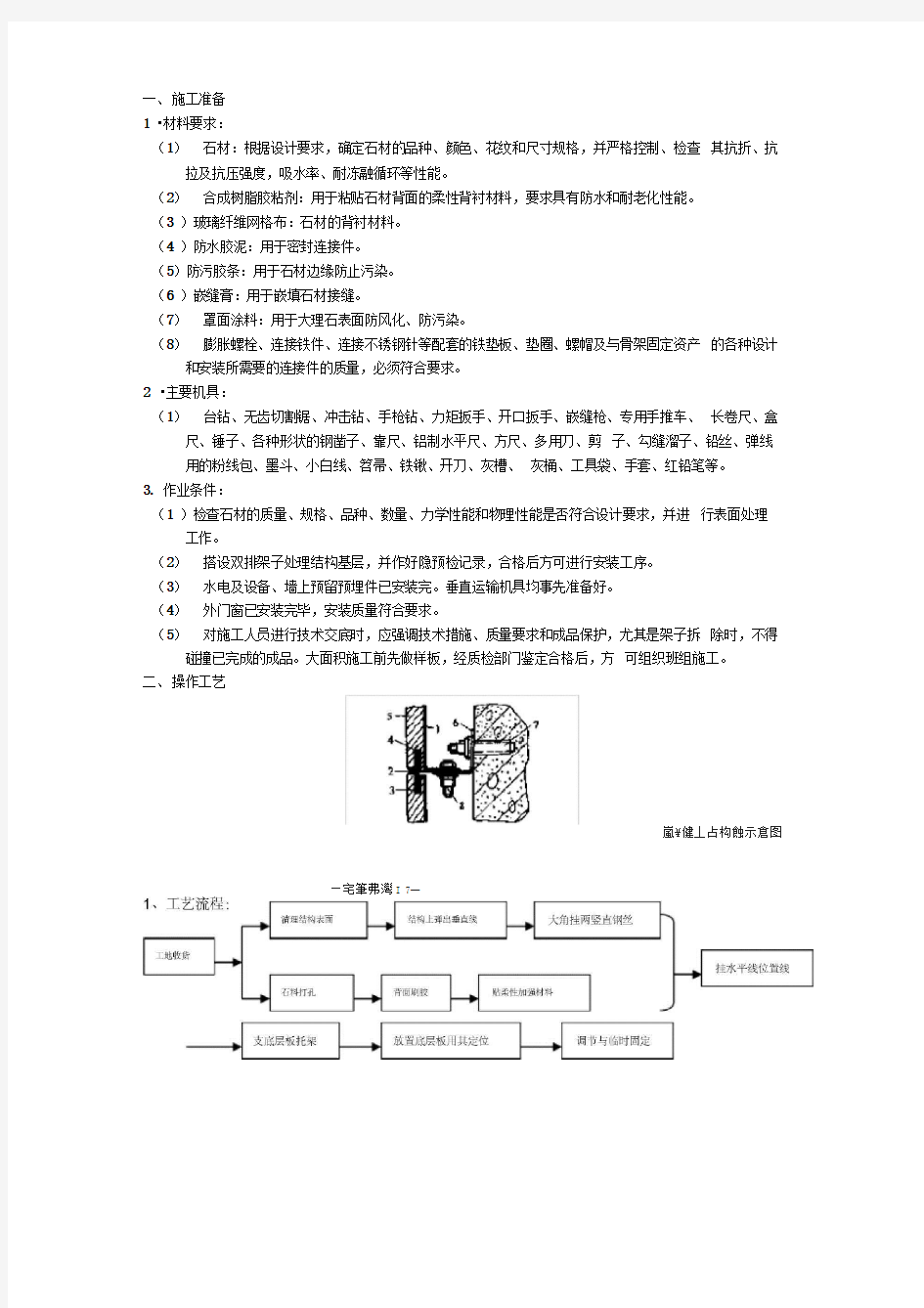 干挂大理石施工方案