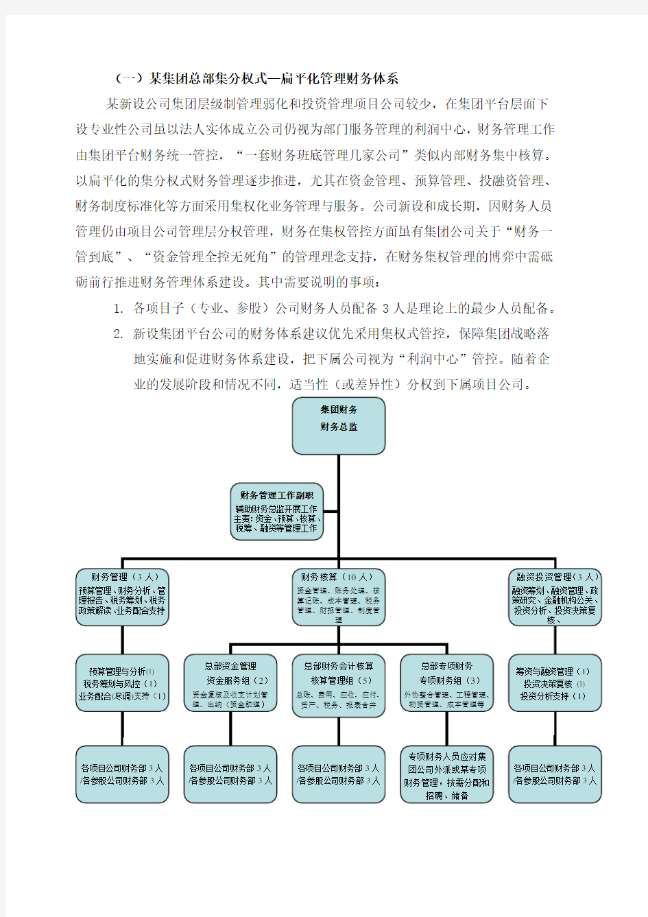 财务体系模式及组织架构方案(简版)