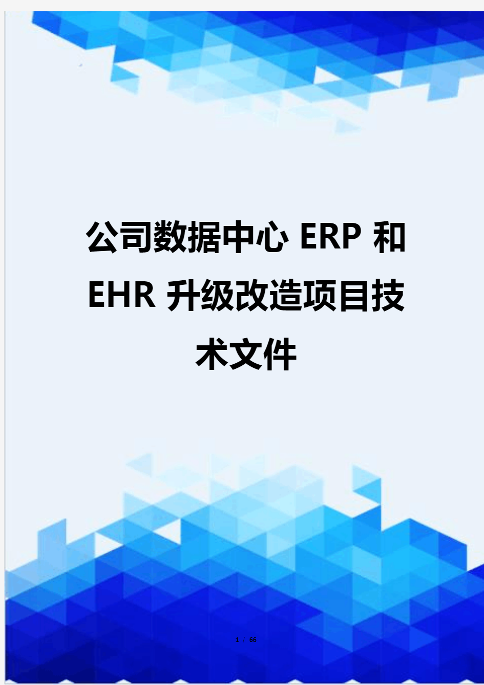 【信息化-精编】公司数据中心ERP和EHR升级改造项目技术文件